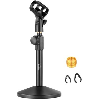 NEEWER Support de Microphone de Bureau, Support de Micro réglable avec Clip et Adaptateur 3/8" à 5/8" Compatible avec Blue Yeti Snowball HyperX QuadCast SoloCast Shure, Charge maximale 1,5 kg, MS015 - Publicité NEEWER Support de Microphone de Bureau, Support de Micro réglable avec Clip et Adaptateur 3/8" à 5/8" Compatible avec Blue Yeti Snowball HyperX QuadCast SoloCast Shure, Charge maximale 1,5 kg, MS015 - Publicité