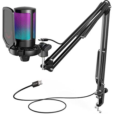 FIFINE USB Micro Gaming avec Bras pour PC PS4 PS5, Condensateur Microphone pour Streaming Podcast Studio, avec Bouton de Silence, Fixation Antichoc, Support Micro, Filtre Anti-Pop, RGB - Publicité FIFINE USB Micro Gaming avec Bras pour PC PS4 PS5, Condensateur Microphone pour Streaming Podcast Studio, avec Bouton de Silence, Fixation Antichoc, Support Micro, Filtre Anti-Pop, RGB - Publicité
