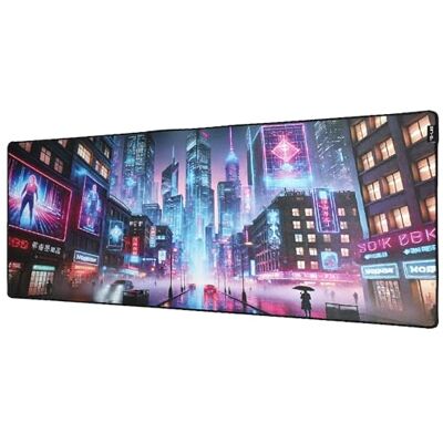 The G-Lab Pad Cybercity Tapis de Souris Gaming XXL 900x400 Format XXL 900x400mm, Bords Cousus, Surface Polyester Type Control, Base Antidérapante, Motif Cyberpunk City - Publicité The G-Lab Pad Cybercity Tapis de Souris Gaming XXL 900x400 Format XXL 900x400mm, Bords Cousus, Surface Polyester Type Control, Base Antidérapante, Motif Cyberpunk City - Publicité