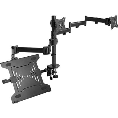 VIVO Support Double écran + Support pour Ordinateur Portable de 13 à 27" et Ordinateurs Portables de 10 à 15,6", Triple écran, Bras articulés, Noir, STAND-V013L - Publicité VIVO Support Double écran + Support pour Ordinateur Portable de 13 à 27" et Ordinateurs Portables de 10 à 15,6", Triple écran, Bras articulés, Noir, STAND-V013L - Publicité
