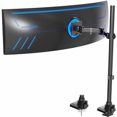 VIVO STAND-V100T Support de bureau simple pour écran jusqu'à 49" Noir Poteau extra haut, articulé, support de moniteur unique, bras d'extension, s'adapte à 1 écran ultra large, supporte 20 kg - Publicité VIVO STAND-V100T Support de bureau simple pour écran jusqu'à 49" Noir Poteau extra haut, articulé, support de moniteur unique, bras d'extension, s'adapte à 1 écran ultra large, supporte 20 kg - Publicité
