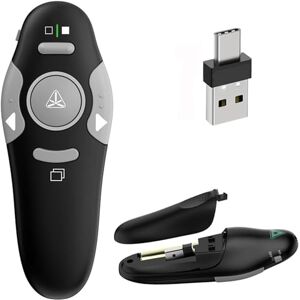 VOVIGGOL USB/Type-C 2 en 1 Telecommande Ordinateur Powerpoint, 2.4GHz USB Télécommande Powerpoint Pointeur Sans Fil Presentation Cliqueur Zapette Powerpoint pour Ordinateur PC Portable - Publicité VOVIGGOL USB/Type-C 2 en 1 Telecommande Ordinateur Powerpoint, 2.4GHz USB Télécommande Powerpoint Pointeur Sans Fil Presentation Cliqueur Zapette Powerpoint pour Ordinateur PC Portable - Publicité