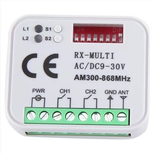 Somoke Télécommande universelle RX multi fréquence 300-868 MHz récepteur 2 canaux 12 V 24 V module relais porte de garage 433,92 MHz 868 MHz - Publicité Somoke Télécommande universelle RX multi fréquence 300-868 MHz récepteur 2 canaux 12 V 24 V module relais porte de garage 433,92 MHz 868 MHz - Publicité