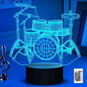 Ammonite Kit de batterie veilleuse, lampe illusion 3D pour enfants, 16 couleurs changeantes avec télécommande et minuterie, idée incroyable pour instruments de musique, FS-xxxyyy, Clair - Publicité Ammonite Kit de batterie veilleuse, lampe illusion 3D pour enfants, 16 couleurs changeantes avec télécommande et minuterie, idée incroyable pour instruments de musique, FS-xxxyyy, Clair - Publicité
