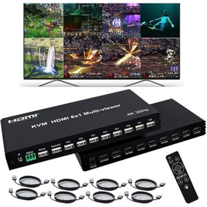 GKRONG Commutateur HDMI 4K 8 en 1 Avec KVM, Multi-Viewer 4K Avec Télécommande IR et Bouton, Répartiteur HDMI 16 Modes d'Affichage, 1 Plein Écran + 15 Modes d'Écran Divisé, 2 Ports USB pour Clavier/Souris - Publicité GKRONG Commutateur HDMI 4K 8 en 1 Avec KVM, Multi-Viewer 4K Avec Télécommande IR et Bouton, Répartiteur HDMI 16 Modes d'Affichage, 1 Plein Écran + 15 Modes d'Écran Divisé, 2 Ports USB pour Clavier/Souris - Publicité