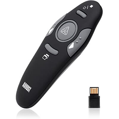 August LP205 Telecommande Ordinateur PowerPoint Pointeur Laser Présentateur avec USB sans Fil pour Présentation Keynote Prezi Slide Compatible Winsows Mac Noir - Publicité August LP205 Telecommande Ordinateur PowerPoint Pointeur Laser Présentateur avec USB sans Fil pour Présentation Keynote Prezi Slide Compatible Winsows Mac Noir - Publicité