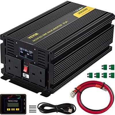 VEVOR Convertisseur à Onde Sinusoïdale Modifié, 3000W DC24V à AC240V Onduleur en Alliage d'Aluminium Robuste avec Télécommande LCD, Transformateur Tension pour Téléphone Télévision Ordinateur Camion - Publicité VEVOR Convertisseur à Onde Sinusoïdale Modifié, 3000W DC24V à AC240V Onduleur en Alliage d'Aluminium Robuste avec Télécommande LCD, Transformateur Tension pour Téléphone Télévision Ordinateur Camion - Publicité