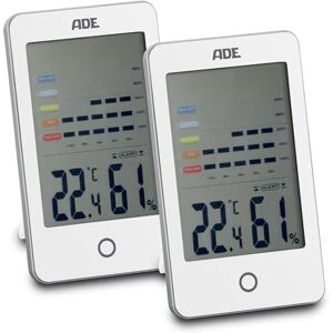 ADE Hygromètre numérique Alarme visuelle de moisissure Thermomètre avec affichage de la température Humidité avec historique de 12 heures Grand écran LCD Batterie incluse Blanc Lot de 2 - Publicité ADE Hygromètre numérique Alarme visuelle de moisissure Thermomètre avec affichage de la température Humidité avec historique de 12 heures Grand écran LCD Batterie incluse Blanc Lot de 2 - Publicité