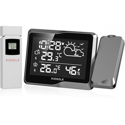 Kienzle Station météo projection horloge radio température extérieure humidité réveil répétition alerte gel capteur portée 80m - Publicité Kienzle Station météo projection horloge radio température extérieure humidité réveil répétition alerte gel capteur portée 80m - Publicité