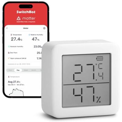 SwitchBot Thermomètre Hygromètre Intérieur connecté- Thermo-hygromètre Numérique à Domicile, Petit Thermomètre d'Ambiance avec APP Contrôle, Stockage de Données, Thermomètre du Bureau Précise Lcd - Publicité SwitchBot Thermomètre Hygromètre Intérieur connecté- Thermo-hygromètre Numérique à Domicile, Petit Thermomètre d'Ambiance avec APP Contrôle, Stockage de Données, Thermomètre du Bureau Précise Lcd - Publicité