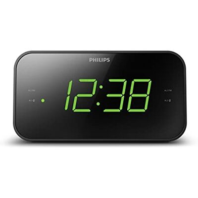 Philips TAR3306/12 Radio-réveil avec Affichage Digital et Double Alarme, Mise en Veille programmable et répétition de l'alarme, Radio-réveil Portable, Noire avec écran Large - Publicité Philips TAR3306/12 Radio-réveil avec Affichage Digital et Double Alarme, Mise en Veille programmable et répétition de l'alarme, Radio-réveil Portable, Noire avec écran Large - Publicité