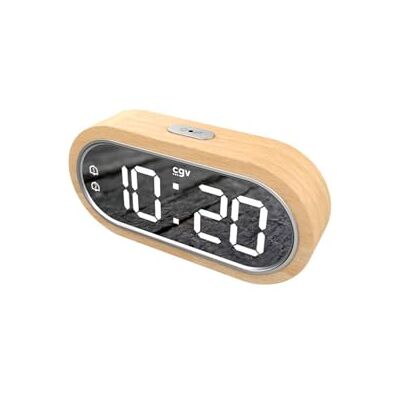 CGV Réveil Acuna en Bois Naturel de hêtre certifié FSC Mode Nuit Noire, Affichage de la température, Port USB, Double alarme & fonction Snooze tactile - Publicité CGV Réveil Acuna en Bois Naturel de hêtre certifié FSC Mode Nuit Noire, Affichage de la température, Port USB, Double alarme & fonction Snooze tactile - Publicité