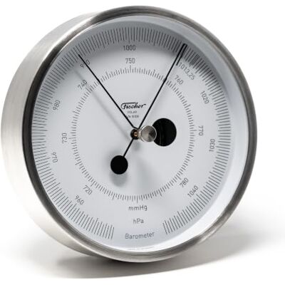 Fischer 1608B-01, baromètre POLAR, baromètre, verre, acier inoxydable manomètre avec boîtier, avec boîtier en acier inoxydable, diamètre 133 mm, Made in Germany - Publicité Fischer 1608B-01, baromètre POLAR, baromètre, verre, acier inoxydable manomètre avec boîtier, avec boîtier en acier inoxydable, diamètre 133 mm, Made in Germany - Publicité