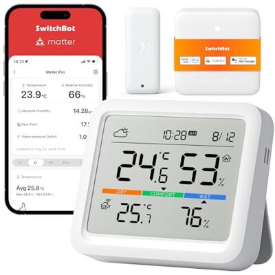 SwitchBot Bluetooth Station Météo sans Fil (Station Météo avec Matter) - Publicité SwitchBot Bluetooth Station Météo sans Fil (Station Météo avec Matter) - Publicité