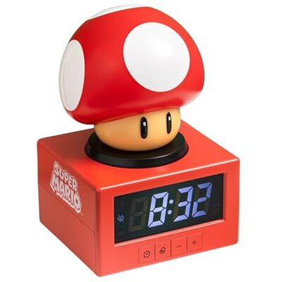 Paladone Super Mario Super Mushroom Icon Réveil avec veilleuse – Réveil numérique, Appuyez pour Faire la répétition, 16 cm de Haut, Produit Officiel Nintendo - Publicité Paladone Super Mario Super Mushroom Icon Réveil avec veilleuse – Réveil numérique, Appuyez pour Faire la répétition, 16 cm de Haut, Produit Officiel Nintendo - Publicité