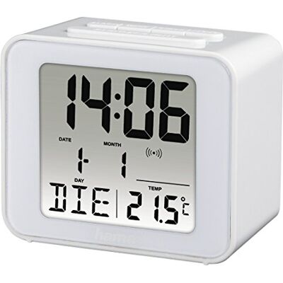 Hama Réveil Radio-Piloté Cube, Horloge Numérique, Retroéclairage, Gros Chiffres, Date, Température, Blanc - Publicité Hama Réveil Radio-Piloté Cube, Horloge Numérique, Retroéclairage, Gros Chiffres, Date, Température, Blanc - Publicité