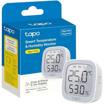 Tapo Thermomètre Intérieur Connecté WiFi, Hygromètre Écran E-Ink 2.7" T315 Haute lisibilité et précision, alertes instantanées, idéal pour chambre bébé/serre/cave/frigo, automnie 2ans, Hub requis - Publicité Tapo Thermomètre Intérieur Connecté WiFi, Hygromètre Écran E-Ink 2.7" T315 Haute lisibilité et précision, alertes instantanées, idéal pour chambre bébé/serre/cave/frigo, automnie 2ans, Hub requis - Publicité