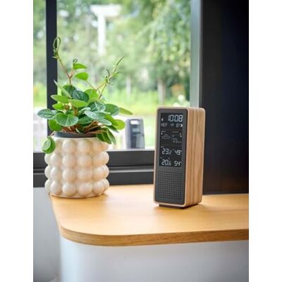 Thomson Enceinte Bluetooth 5.3 et Station Météo Sans Fil, Radio FM, Horloge Radiopilotée, Thermomètre et Hygromètre Intérieur/Extérieur, Qualité de l'Air, Structure Bois Noir WS102TBK - Publicité Thomson Enceinte Bluetooth 5.3 et Station Météo Sans Fil, Radio FM, Horloge Radiopilotée, Thermomètre et Hygromètre Intérieur/Extérieur, Qualité de l'Air, Structure Bois Noir WS102TBK - Publicité