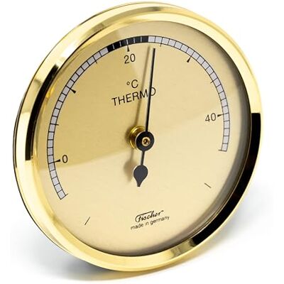 Fischer 151MS, thermomètre d'intérieur, boîtier en plastique, laiton thermomètre bimétallique, diamètre 68 mm, Made in Germany - Publicité Fischer 151MS, thermomètre d'intérieur, boîtier en plastique, laiton thermomètre bimétallique, diamètre 68 mm, Made in Germany - Publicité