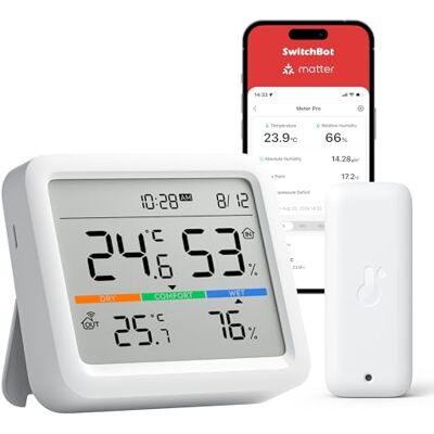 SwitchBot Station Météo sans Fil, Moniteur de Température/Humidité avec Prévisions Météorologiques, Thermomètre et Hygromètre Hub Requis, Bluetooth 120M, Thermometre Interieur Exterieur - Publicité SwitchBot Station Météo sans Fil, Moniteur de Température/Humidité avec Prévisions Météorologiques, Thermomètre et Hygromètre Hub Requis, Bluetooth 120M, Thermometre Interieur Exterieur - Publicité