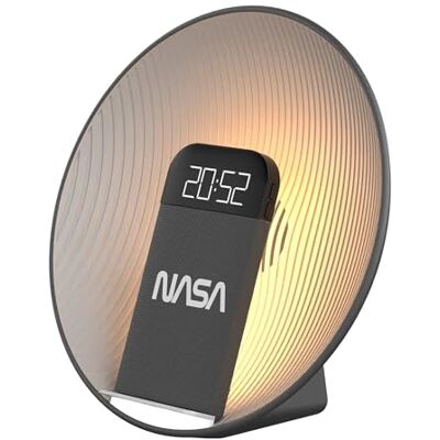 NASA SPC600 Réveil Bluetooth 5.3 avec Enceinte 5W RMS, Charge sans Fil Qi 15W, Double Alarme, LED Réveil 3000K, USB-C/USB-A, Design Gris - Publicité NASA SPC600 Réveil Bluetooth 5.3 avec Enceinte 5W RMS, Charge sans Fil Qi 15W, Double Alarme, LED Réveil 3000K, USB-C/USB-A, Design Gris - Publicité