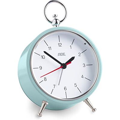 ADE Retro Réveil Analogique, Vintage Horloge de Table, 3 Niveaux de Volume, boîtier métal Old Fashioned avec Fonction Snooze et Illumination 10,8 cm, Mint CK2008 - Publicité ADE Retro Réveil Analogique, Vintage Horloge de Table, 3 Niveaux de Volume, boîtier métal Old Fashioned avec Fonction Snooze et Illumination 10,8 cm, Mint CK2008 - Publicité