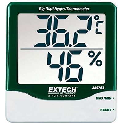 EXTECH 445703 Hygromètre Et Thermomètre D'Intérieur À Gros Chiffres Avec Affichage Des Valeurs Minimales Et Maximales Et Alarme Pour La Maison, Le Bureau Et La Serre - Publicité EXTECH 445703 Hygromètre Et Thermomètre D'Intérieur À Gros Chiffres Avec Affichage Des Valeurs Minimales Et Maximales Et Alarme Pour La Maison, Le Bureau Et La Serre - Publicité