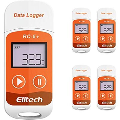 Elitech Enregistreur de Température USB RC-5+ Lot de 5 Mini Enregistreur de Données 32000 Thermomètre Numérique Rapport PDF CSV Auto Alarme - Publicité Elitech Enregistreur de Température USB RC-5+ Lot de 5 Mini Enregistreur de Données 32000 Thermomètre Numérique Rapport PDF CSV Auto Alarme - Publicité