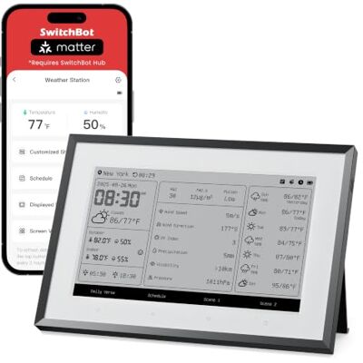 SwitchBot Tableau de bord domestique intelligent E-Ink, thermomètre hygromètre sans fil intérieur/extérieur avec calendrier, Wi-Fi 2,4GHz&BLE,compatible Google/iCloud/Outlook - Publicité SwitchBot Tableau de bord domestique intelligent E-Ink, thermomètre hygromètre sans fil intérieur/extérieur avec calendrier, Wi-Fi 2,4GHz&BLE,compatible Google/iCloud/Outlook - Publicité