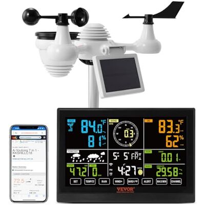 VEVOR Station Météo Wifi 7 en 1 Station Météo Sans Fil Intérieur Extérieur Solaire Grand Écran Couleur 7,5 po Station Météo Numérique Capteur pour Température Humidité Vitesse Direction de Vent Pluie - Publicité VEVOR Station Météo Wifi 7 en 1 Station Météo Sans Fil Intérieur Extérieur Solaire Grand Écran Couleur 7,5 po Station Météo Numérique Capteur pour Température Humidité Vitesse Direction de Vent Pluie - Publicité