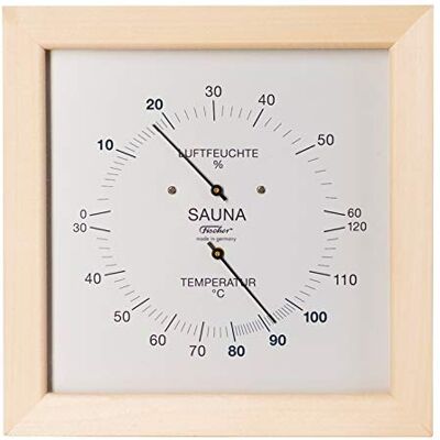 Fischer 187TH-03, thermo-hygromètre de sauna, polymètre, diamètre 200 mm - Publicité Fischer 187TH-03, thermo-hygromètre de sauna, polymètre, diamètre 200 mm - Publicité