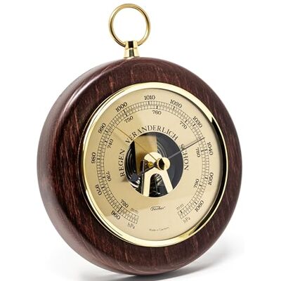 Fischer Baromètre 1366R-22 140 mm Avec boîtier en bois véritable teinté acajou Laiton Fabriqué en Allemagne - Publicité Fischer Baromètre 1366R-22 140 mm Avec boîtier en bois véritable teinté acajou Laiton Fabriqué en Allemagne - Publicité