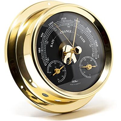 Fischer 1508BTH-45.6, station météo marine, laiton, diamètre 125 mm - Publicité Fischer 1508BTH-45.6, station météo marine, laiton, diamètre 125 mm - Publicité