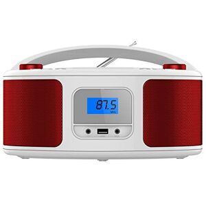 Cyberlux Lecteur CD portable   Boombox   CD/CD-R   USB   radio FM   entrée AUX   prise casque   lecteur CD   radio enfant   radio CD   chaîne stéréo   système compact (Candy Red) - Publicité