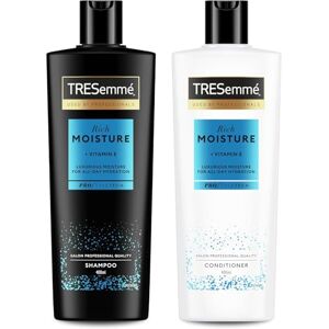 TRESemmé Rich Moisture Set Shampoo et Après-shampooing, Pour Cheveux Secs et Abîmés, Hydratation Toute la Journée, Cheveux Revitalisés et Soyeux, Avec Vitamine E, 400ml + 400ml - Publicité TRESemmé Rich Moisture Set Shampoo et Après-shampooing, Pour Cheveux Secs et Abîmés, Hydratation Toute la Journée, Cheveux Revitalisés et Soyeux, Avec Vitamine E, 400ml + 400ml - Publicité