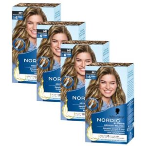 Schwarzkopf Nordic Blonde M1 Mèches radiantes Coloration permanente Éclaircit jusqu'à 6 tons Avec huile activatrice et omégaplex Anti-reflets Jaunes Lot de 4 - Publicité Schwarzkopf Nordic Blonde M1 Mèches radiantes Coloration permanente Éclaircit jusqu'à 6 tons Avec huile activatrice et omégaplex Anti-reflets Jaunes Lot de 4 - Publicité