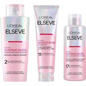 L'Oreal Paris L'Oréal Paris Elvive Glycolic Gloss Après-Shampooing 150ml + Shampoing 200ml + Traitement Laminage 5 Minutes 200ml Coffret pour Cheveux Ternes et Poreux Brillance Intense et Longue Durée 3 Flacons - Publicité L'Oreal Paris L'Oréal Paris Elvive Glycolic Gloss Après-Shampooing 150ml + Shampoing 200ml + Traitement Laminage 5 Minutes 200ml Coffret pour Cheveux Ternes et Poreux Brillance Intense et Longue Durée 3 Flacons - Publicité