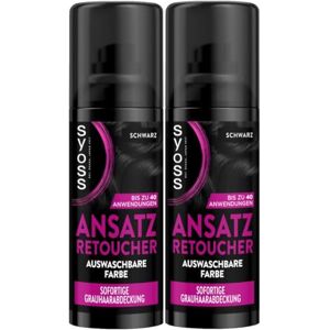 Syoss Lot de 2 sprays de masquage pour cheveux noirs Niveau 1 (120 ml) Pour repousse les cheveux clairs et gris 2 x 120 ml - Publicité Syoss Lot de 2 sprays de masquage pour cheveux noirs Niveau 1 (120 ml) Pour repousse les cheveux clairs et gris 2 x 120 ml - Publicité