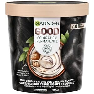 Garnier Coloration Permanente Sans Ammoniaque 90% d'Ingrédients d'Origine Naturelle et Formule Vegan Beurre de Karité 100% Couverture Cheveux Blancs Brun Truffé (2.0) Good - Publicité Garnier Coloration Permanente Sans Ammoniaque 90% d'Ingrédients d'Origine Naturelle et Formule Vegan Beurre de Karité 100% Couverture Cheveux Blancs Brun Truffé (2.0) Good - Publicité