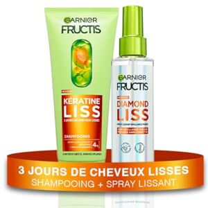 Garnier Fructis Kératine Liss – Routine 2 Produits : Shampooing & Spray Cheveux Lissant Diamond Liss – Kératine Végétale & Huile d’Argan – Cheveux Lisses et Brillants Anti-Frisottis Anti-Humidité - Publicité Garnier Fructis Kératine Liss – Routine 2 Produits : Shampooing & Spray Cheveux Lissant Diamond Liss – Kératine Végétale & Huile d’Argan – Cheveux Lisses et Brillants Anti-Frisottis Anti-Humidité - Publicité