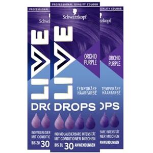 LIVE Schwarzkopf Color Drops Orchid Purple (3 x 30 ml), gouttes de couleur dosables pour un look personnalisé, teinture à mélanger avec l'après-shampooing, coloration temporaire dure jusqu'à 12 - Publicité LIVE Schwarzkopf Color Drops Orchid Purple (3 x 30 ml), gouttes de couleur dosables pour un look personnalisé, teinture à mélanger avec l'après-shampooing, coloration temporaire dure jusqu'à 12 - Publicité