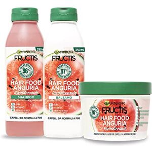 Garnier Fructis Hair Food Routine Cheveux Shampoing Pastèque 350ml + Après-shampoing 350ml + Masque Triple Usage 390ml pour Cheveux Normaux à Fins 98% d'Ingrédients d'Origine Naturelle Lot de 3 - Publicité Garnier Fructis Hair Food Routine Cheveux Shampoing Pastèque 350ml + Après-shampoing 350ml + Masque Triple Usage 390ml pour Cheveux Normaux à Fins 98% d'Ingrédients d'Origine Naturelle Lot de 3 - Publicité