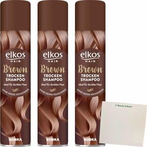 usy Elkos Lot de 3 shampoings secs marron (3 bouteilles de 200 ml) + bloc - Publicité usy Elkos Lot de 3 shampoings secs marron (3 bouteilles de 200 ml) + bloc - Publicité