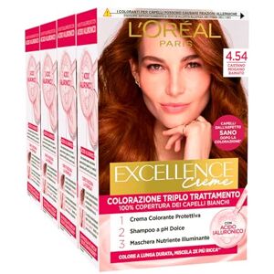 L'Oreal Paris L'Oréal Paris Excellence Coloration Permanente 4.54 Marron Acajou Cuivre Triple Coloration Traitement Longue Durée à l'acide Hyaluronique Couvre 100% Cheveux Blancs 4 Couleurs - Publicité L'Oreal Paris L'Oréal Paris Excellence Coloration Permanente 4.54 Marron Acajou Cuivre Triple Coloration Traitement Longue Durée à l'acide Hyaluronique Couvre 100% Cheveux Blancs 4 Couleurs - Publicité
