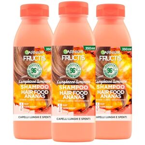 Garnier Fructis Hair Food Ananas Shampooing Longueurs Lumineuses pour Cheveux Longs et Ternes Action Démêlante Nettoie Nourrit Hydrate 3 Flacons de 350ml - Publicité Garnier Fructis Hair Food Ananas Shampooing Longueurs Lumineuses pour Cheveux Longs et Ternes Action Démêlante Nettoie Nourrit Hydrate 3 Flacons de 350ml - Publicité