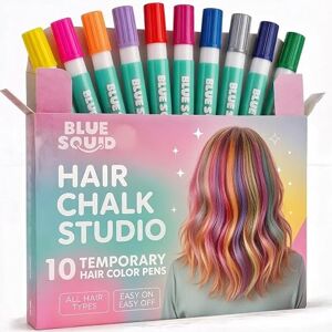 Blue Squid Craie à cheveux pour filles – 10 couleurs de cheveux temporaires vives pour enfants – D'anniversaire pour filles et adolescentes – Teinture lavable pour enfants de 6-12 - Publicité Blue Squid Craie à cheveux pour filles – 10 couleurs de cheveux temporaires vives pour enfants – D'anniversaire pour filles et adolescentes – Teinture lavable pour enfants de 6-12 - Publicité