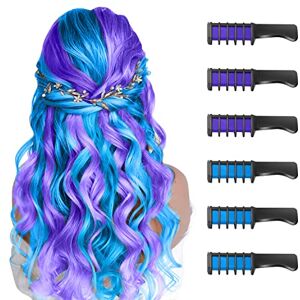 MSDADA Capelli Gesso Pettine per Ragazze e Bambini, 6 Pezzi Gessetti per Capelli Temporanei Gesso Regalo di Compleanno per Bambini Età 5 6 7 8 9 10 Lavabile Tintura per Party, Natale e Cosplay (Violet+Bleu) - Publicité MSDADA Capelli Gesso Pettine per Ragazze e Bambini, 6 Pezzi Gessetti per Capelli Temporanei Gesso Regalo di Compleanno per Bambini Età 5 6 7 8 9 10 Lavabile Tintura per Party, Natale e Cosplay (Violet+Bleu) - Publicité
