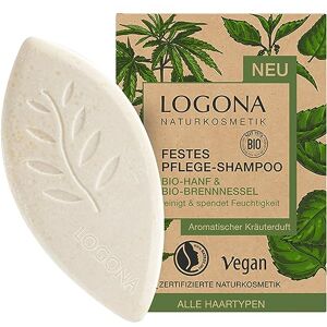 Logona Naturkosmetik Shampooing solide pour cheveux naturellement sains, barre de shampooing avec formule végétalienne en chanvre bio et ortie biologique, comme du savon pour cheveux, 1 x 60 g - Publicité