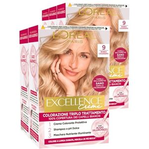 L'Oreal Paris L'Oréal Paris Teinture Permanente Excellence Crème 9 Blond Très Clair Coloration Triple Traitement Longue Durée avec Acide Hyaluronique Couvre 100% des Cheveux Blancs 5 Teintures - Publicité L'Oreal Paris L'Oréal Paris Teinture Permanente Excellence Crème 9 Blond Très Clair Coloration Triple Traitement Longue Durée avec Acide Hyaluronique Couvre 100% des Cheveux Blancs 5 Teintures - Publicité