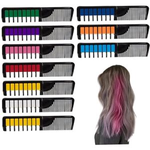 Ameble Craie à cheveux lavable 10 couleurs pour enfants, ensemble de peignes de couleur cheveux temporaires pour filles et garçons, teinture fête facile à appliquer faire soi-même - Publicité Ameble Craie à cheveux lavable 10 couleurs pour enfants, ensemble de peignes de couleur cheveux temporaires pour filles et garçons, teinture fête facile à appliquer faire soi-même - Publicité